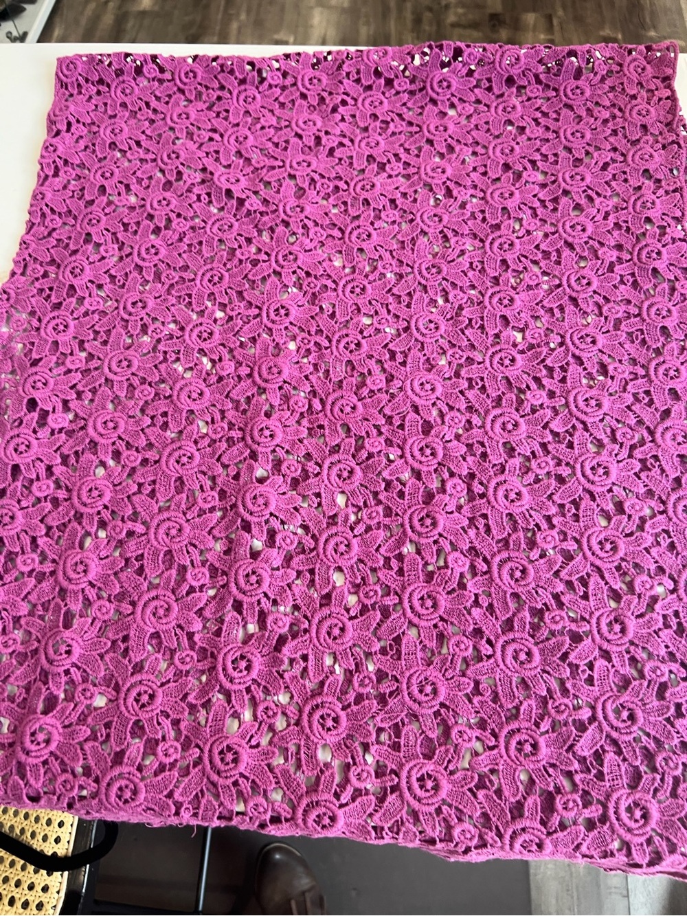 Crochet Lace Wrap in Bright Pink